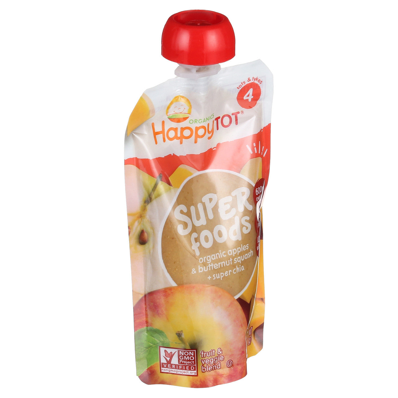 Happy Tot Organic Stage 4 Pouch Food Apple & Squash (16x4.22 Oz)