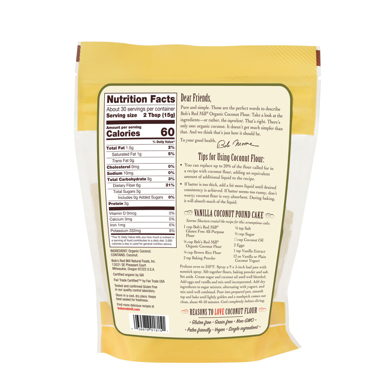 OG2 BOBS FLOUR COCONUT ( 4 X 16 OZ   )