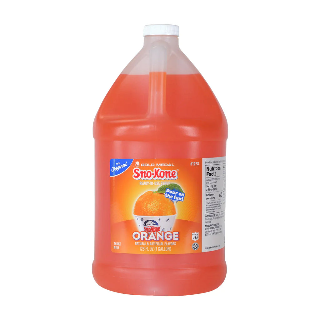 Orange - Sno-Treat Sno-Kone® Syrup - 4 x 1 Gallon - Canadian Distribution