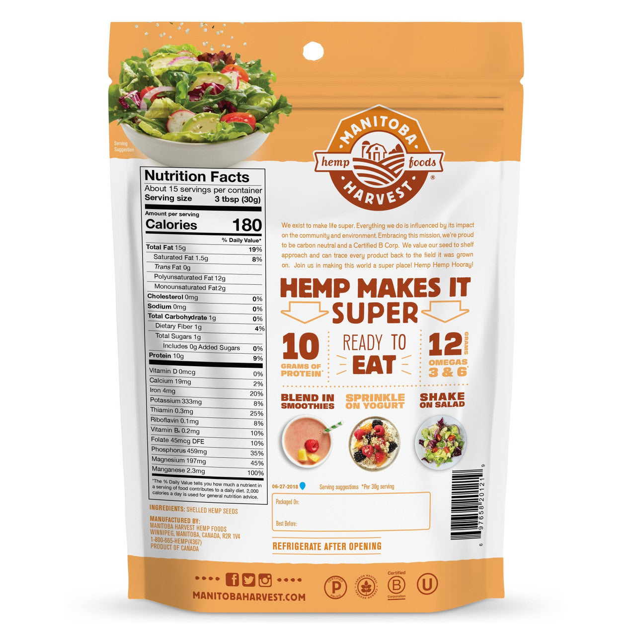 Manitoba Harvest Hemp Seeds (1x16 Oz)