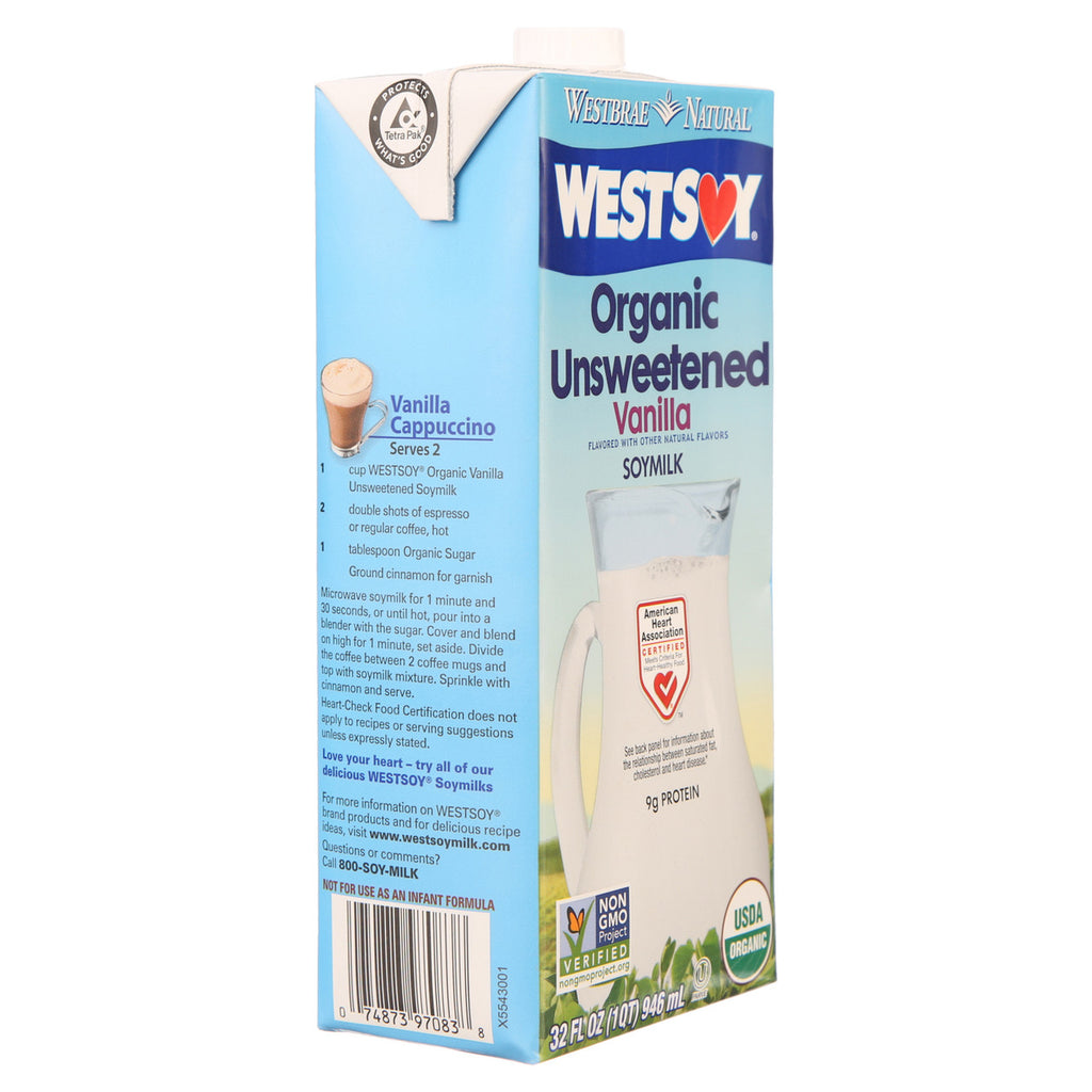 Westsoy Unsweetened Organic Vanilla  Westsoy (12x32 Oz)