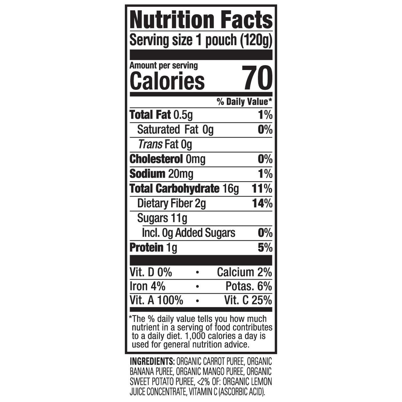 Happy Tot Love My Veggies Organic Carrot Banana Mango And Sweet Potato Blend (16x4.22 OZ)