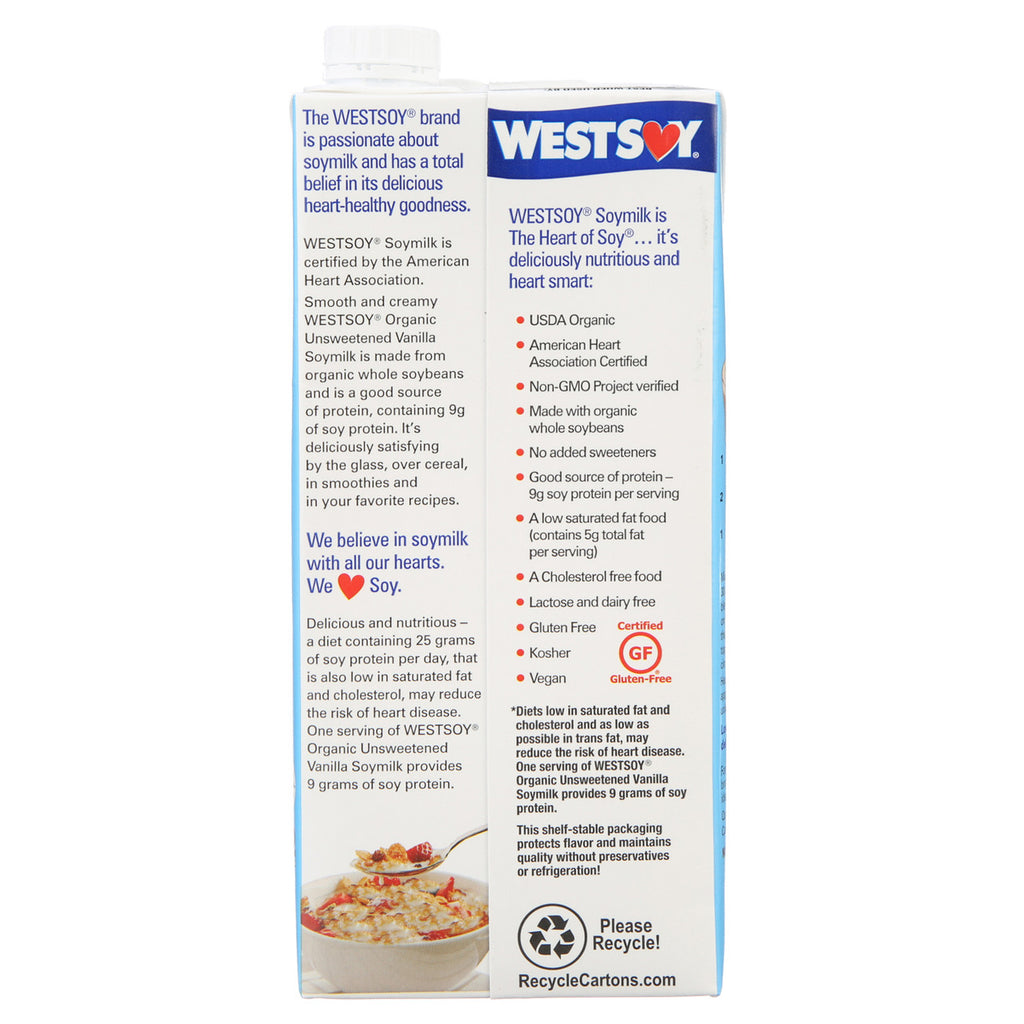 Westsoy Unsweetened Organic Vanilla  Westsoy (12x32 Oz)