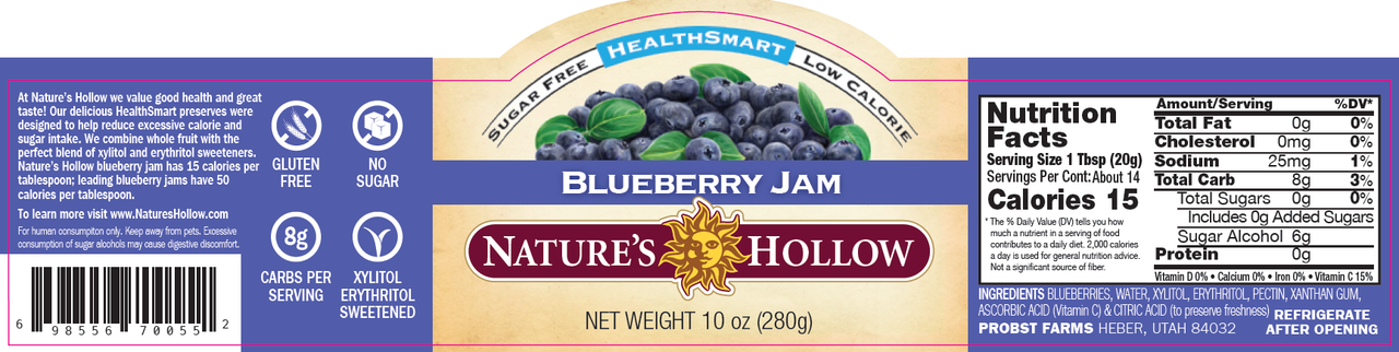 Nature's Hollow Sugar Free Blueberry Preserves (6x10 OZ)