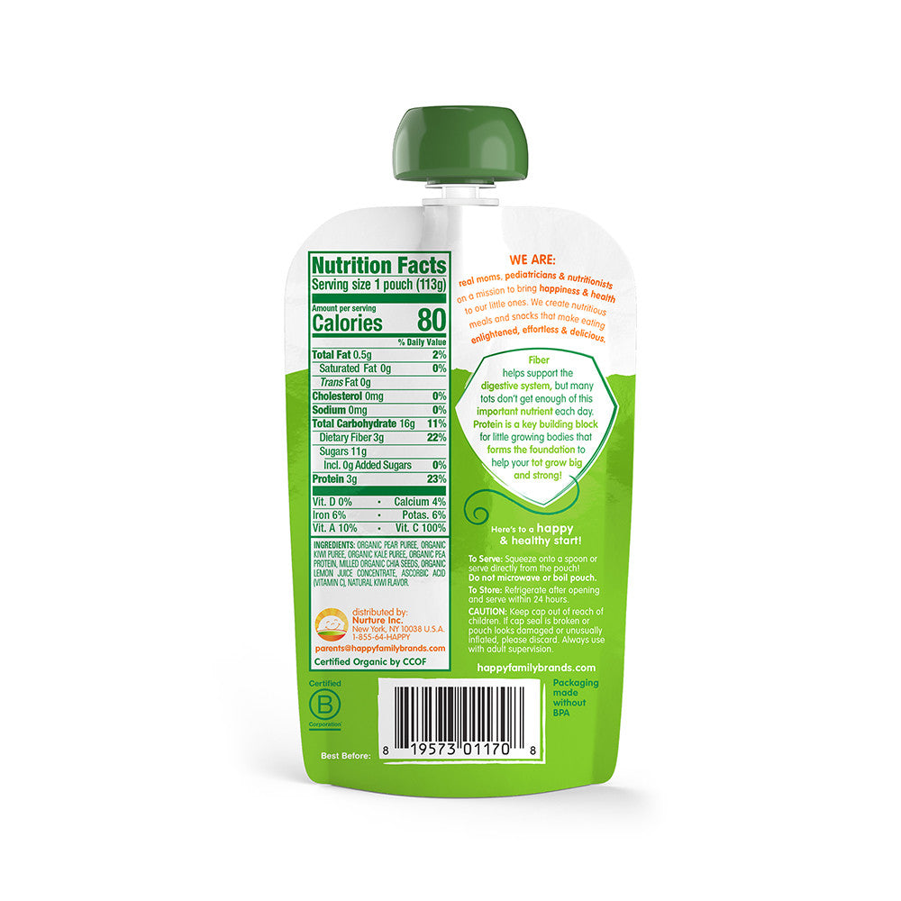 Happy Tot Fiber & Protein Pear, Kiwi & Kale (16x4 OZ)-1