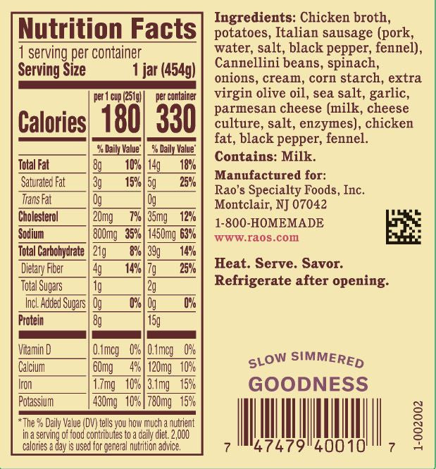 RAOS SAUSAGE & POT SOUP  ( 6 X 16 OZ   )