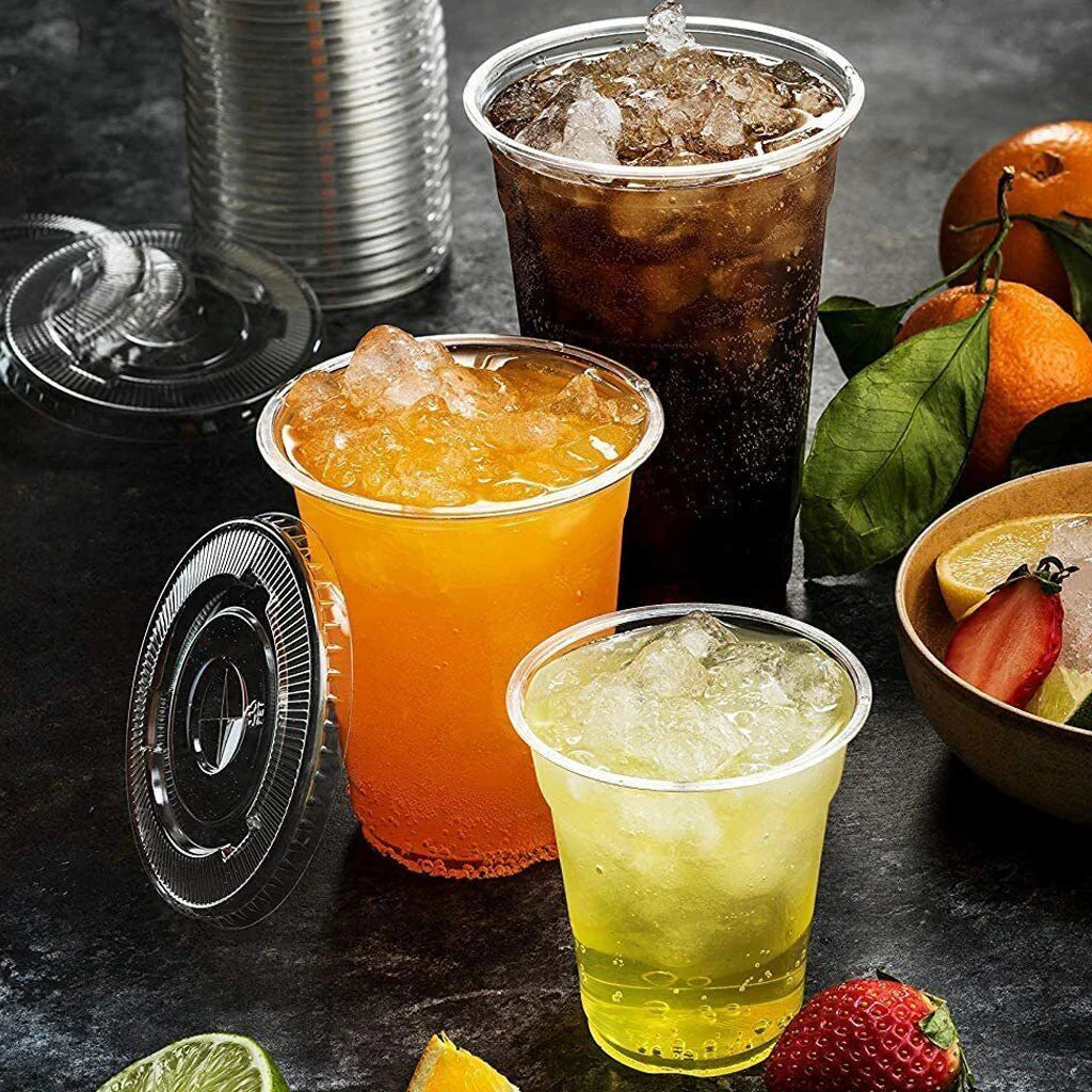 Clear Dome & Flat Lids for PET Clear Cold Cups - Case of 1000