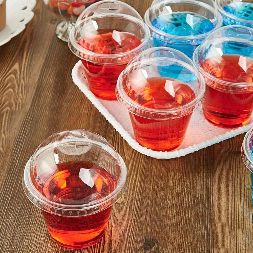 Clear Dome & Flat Lids for PET Clear Cold Cups - Case of 1000