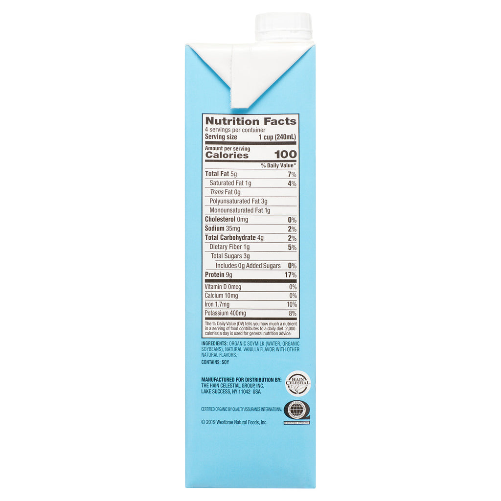 Westsoy Unsweetened Organic Vanilla  Westsoy (12x32 Oz)
