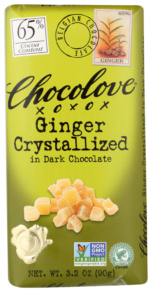Chocolove Dark Chocolate Bar Crystallized Ginger (12x3.2 Oz)