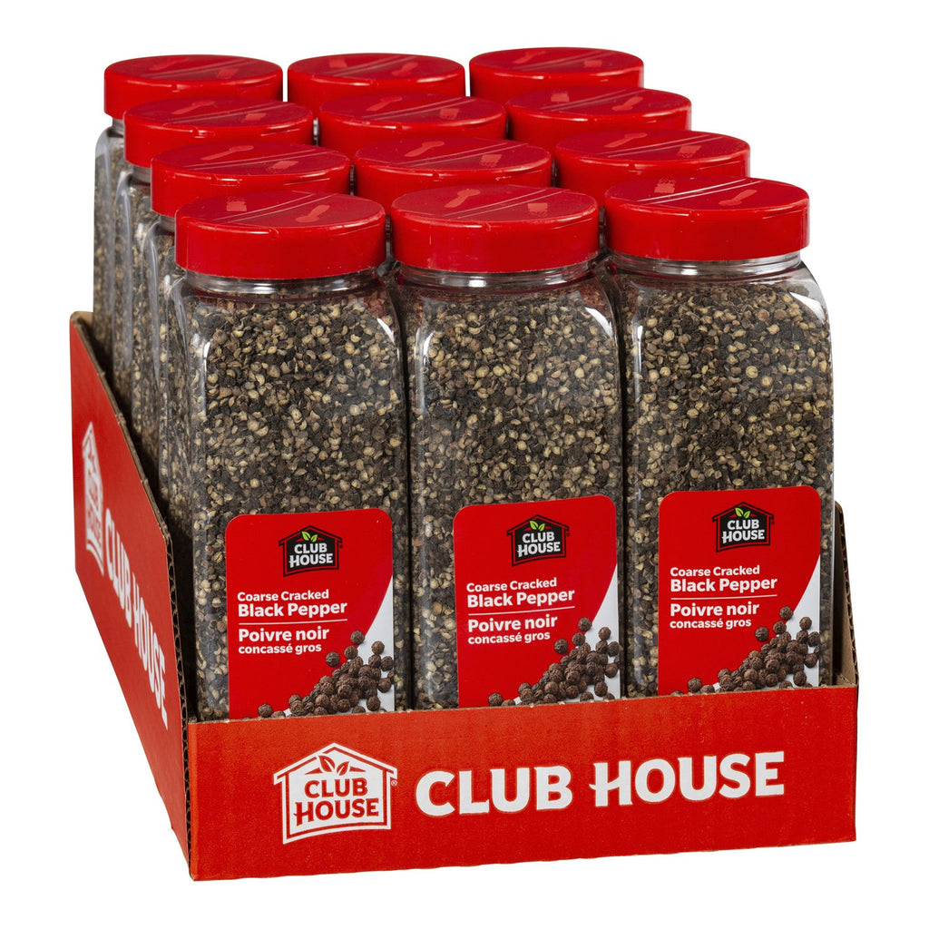 Spice Pepper Black Cracked Coarse - 12 x 530 g (Case = 1 x 530 g) - Clubhouse - Restaurant and Foodservice Ingredients - Canadian Distribution